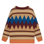 2021 Custom OEM & ODM Autumn Custom Retro Loose Mid-length Knitted Fashion Plaid Cardigan mens cardigan knitted sweater