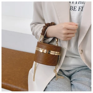 2021 Fashion embroidery bucket handbags ladies mini shoulder purse pu leather wrinkle handle women hand bags