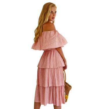 2021 Spring Summer New One-Shoulder Cake Skirt Off The Shoulder Embellishment Fashion Dress Women