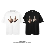 2024 New Design Mens T Shirts Discharge Printing Graphic 100% Cotton T Shirts For Men Vertical middle finger pattern t-shirt
