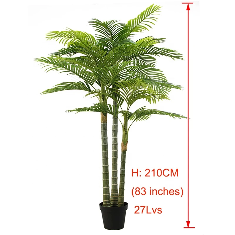 210cm(83 inches) height with 27pcs leaves artificial bonsai potted palm tree plant,  big bonsai tree artificial