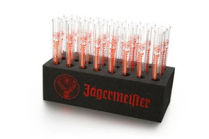25ml alcoholic shots plastic test tube with wooden holder