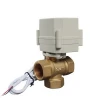 3 / 4&quot; Inch Pipe Size Small CWX 15Q Electric Motor Ball Valves Threaded 3 Way 24 Volt Motorized Brass Valve