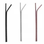 304 Drinking  Stainless Steel Reusable  Customized Logo Metal Straw With Case