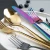 Import 304 Stainless Steel Color Cultly Spray Korean Style Gold Color Spoon and Fork from China