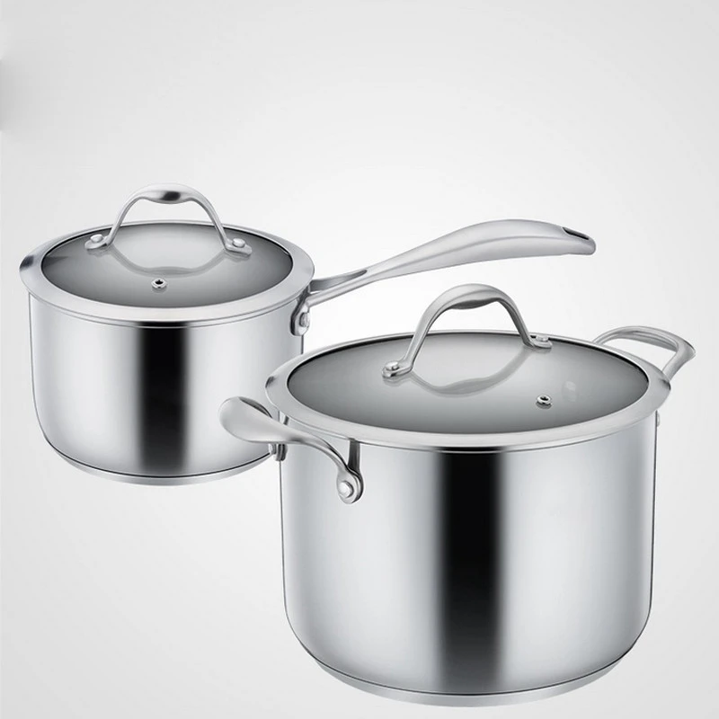 304 stainless steel household uncoated steak frying pan stock pot cookware sets