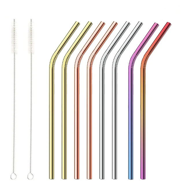 304 Stainless Steel Straws Metal Straw logo welcome colorful straw set