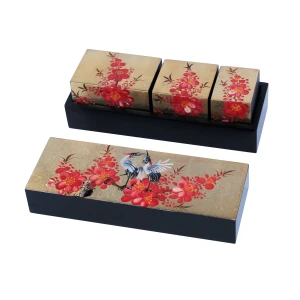 3pcs/Set Wholesale Hot sale Customized Competitive price Handmade Decoration Lacquer Wooden Candle holder with Box
