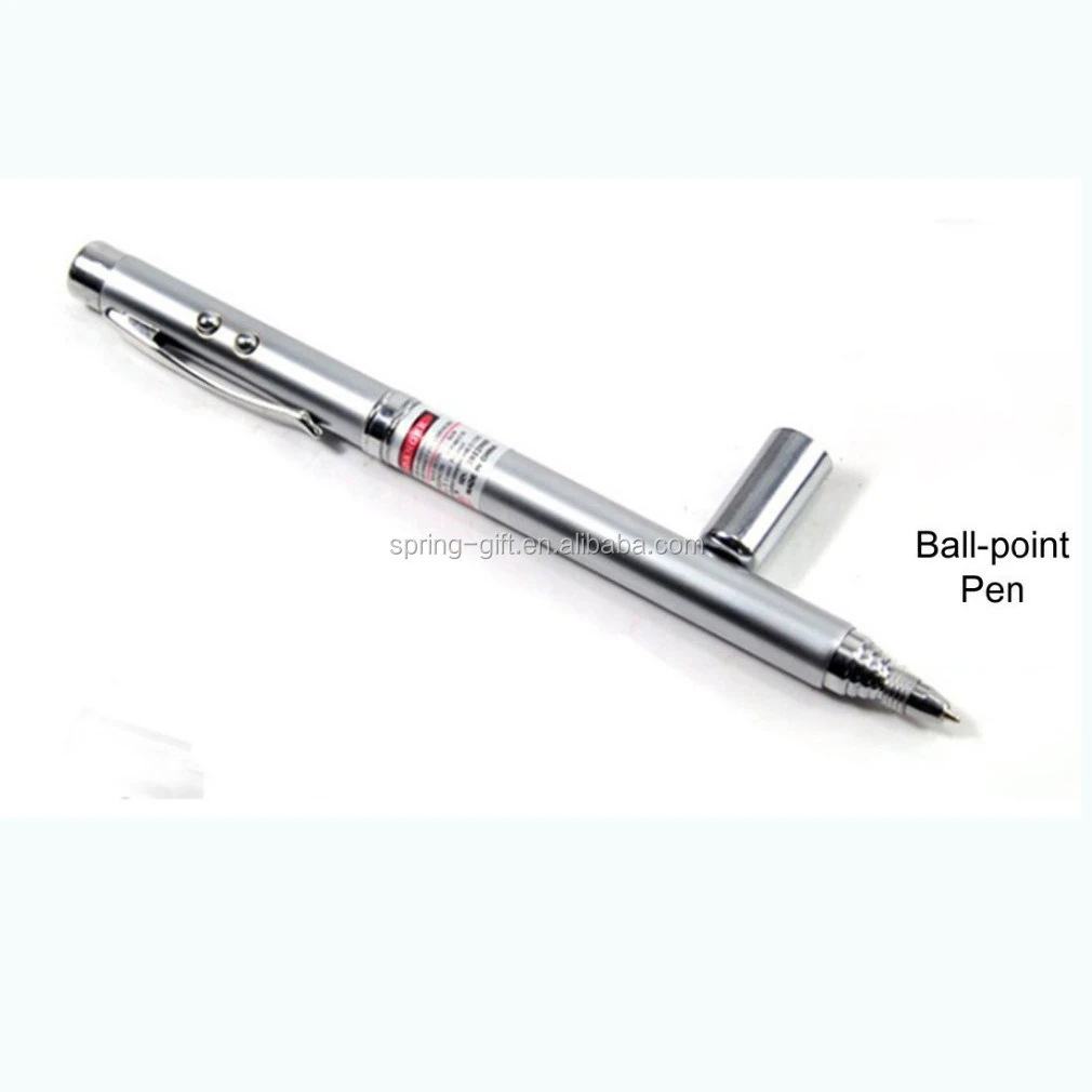 4 In 1 Retractable Laser Pointer Telescopic Antenna Teaching Pointer Red Laser Pen Led Flashlight Ballpoint Pen With Metal Case