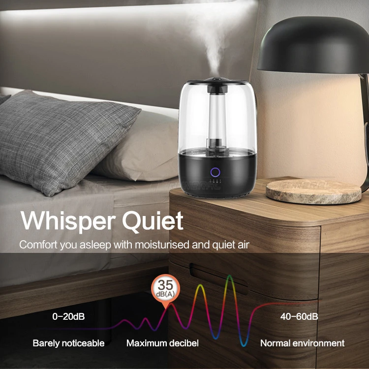 4L Glass Digital Black Electrical Cool Mist Air Humidifier with Fragrance Diffuser With UV