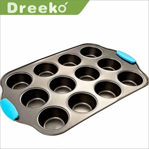5 Piece Carbon Steel Non-stick Muffin Cake Pan Bakeware Set With Silicon Handle