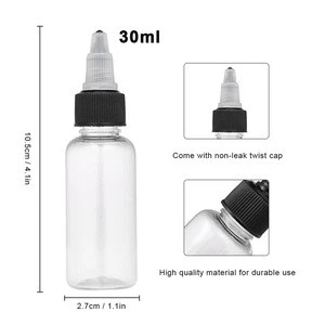 50ml 60ml 80ml 100ml 120ml Empty Tattoo Ink Pigment Clear PET Plastic squeezable hair growth oil Bottle with Twist Cap