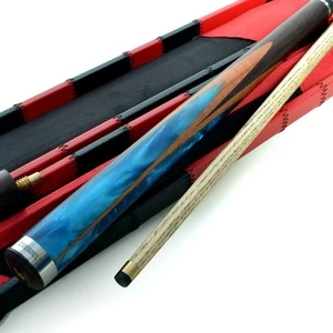 57" Hand-Spliced 3/4 Jointed Packed in Leatherette Cue Case Snooker Cue with 2 Extensions