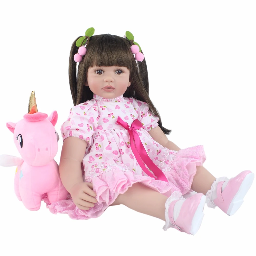 60cm Silicone Reborn Babies Doll Princess Alive Toddler Toys Bebe Dress Up Play House Toys Kid Birthday Gift