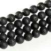 6//8/10/12mm Round Ball Matte Black Lava Rock Natural Stone Loose Beads For Jewelry Making