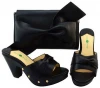 AB8459#1 Top grade quality genuine leather italian shoes and bag set with yellow for ladies evening party