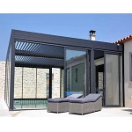 Aluminum Motor Controlled Patio Roof Pergola With Side Screen
