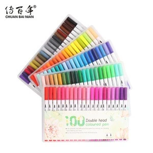 Amazon Hot Sell 100 Colors Dual Tip Watercolor Brush Pen Set for Adult Coloring Books, Manga, Calligraphy, Hand Lettering