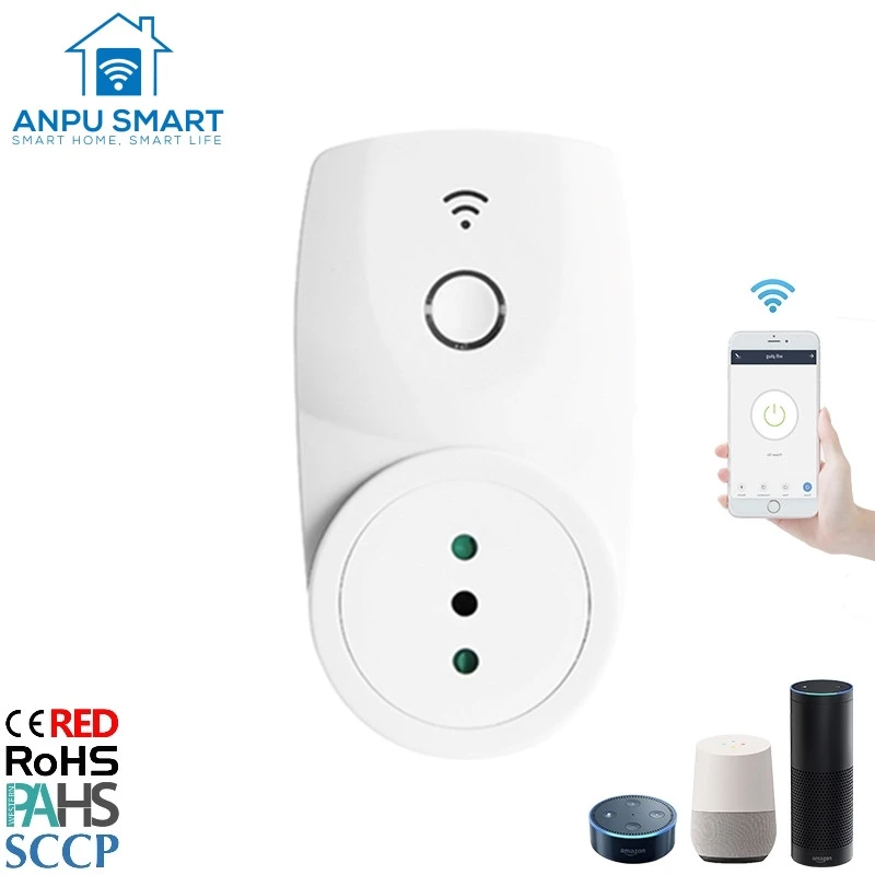Anpu Italy 2020 Hot Sale Wifi Smart Plug For Smart Home Devices Tuya Smart Life App Control With Ce Rohs