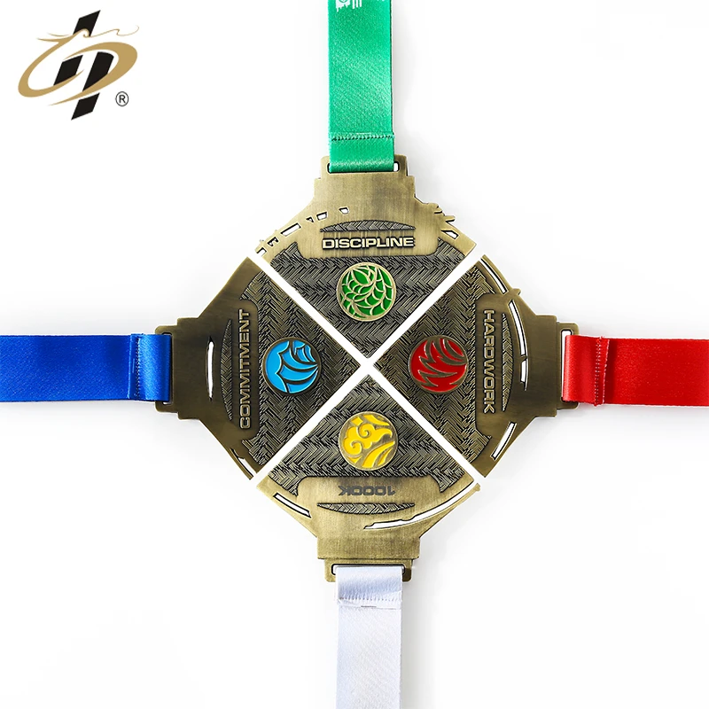 Antique brass zinc alloy material embossed logo sport award medals