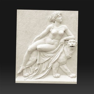 Art decorative marble stone wall relief nude female statue and angle sculpture