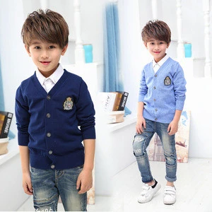 Autumn Baby Boys V-neck Cardigan Sweater Vest Children Clothes Cotton Solid Long Sleeve Sweaters Kids Causal Knitted Tops