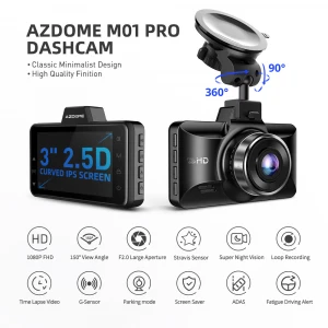 AZDOME M01 Pro FHD 1080P Dash Cam 3 Inch DVR Car Driving Recorder Night Vision, Park Monitor, G-Sensor, Loop Recording Recorder