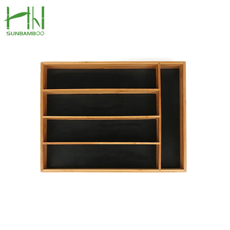 Bamboo 5 Compartments Cutlery Tray Utensil Drawer Organizer Divider Natural
