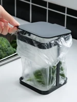 BBA353 Black/white Travel Storage Flip Trash Bin on Office Desk Mini Household Kitchen Garbage Rack