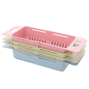 Best Selling Products Kitchen Gadgets Creative Plastic Adjustable Drain Sink Food Fruit Washing Drain Racks Vegetable Basket