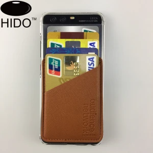 Best selling Safiano PU leather 3M adhesive phone card holder wallet