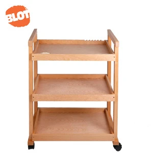 BLOT W13 Art Studio Atelier Three Layers Wooden Tools Cart Storage Cabinet For Painting With Wheels