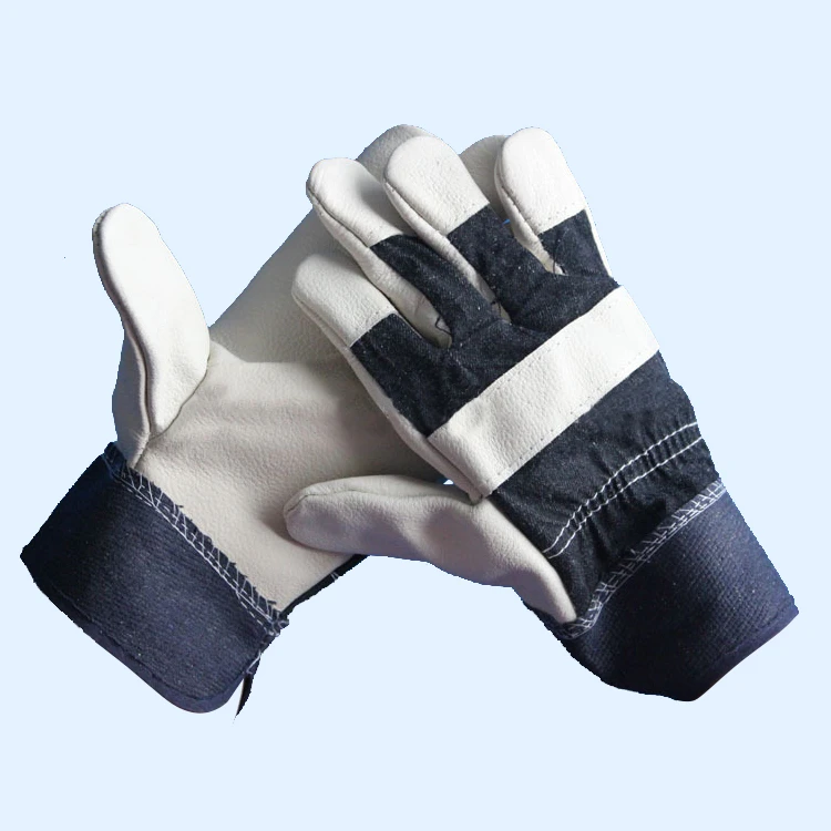 Blue Cow Split Leather Full Palm Safety Work Glove with CE Certificate