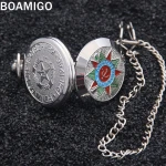 BOAMIGO Russian Vingtage Silver Soviet BOLSHEVIK Mechanical FOB Pocket Watch Mens Military Pendant Watch Chain