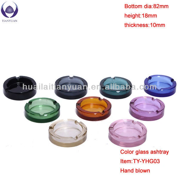 borosilicate round colored glass ashtray