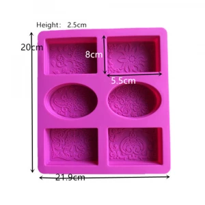 BPA Free 6 Cavities Olive Custom Durable dragon Silicone rubber animal soap molds for Handmade
