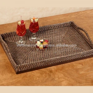 Brown hand woven rattan serving tray/ food serving tray