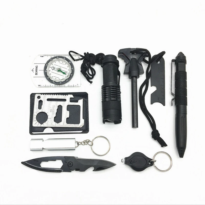 Camping 10 in 1 survival kit Set Outdoor SOS Camping equipment Travel Multifunction First aid Emergency survival kit military