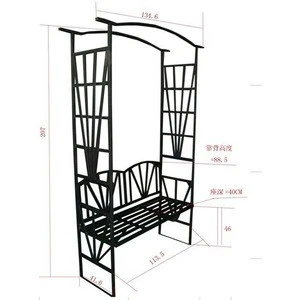 Cheap Hot Sell Wrought Iron Outdoor Garden Arch with Bench