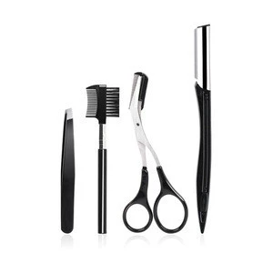 Cheap price eyebrow makeup kit eyebrow scissors/knives/comb/tweezers 4 in 1 eyebrow repair set
