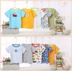 cheap price factory wholesale t-shirt baby boy 100% cotton soft material t-shirt boys cartoon print baby girl t-shirt