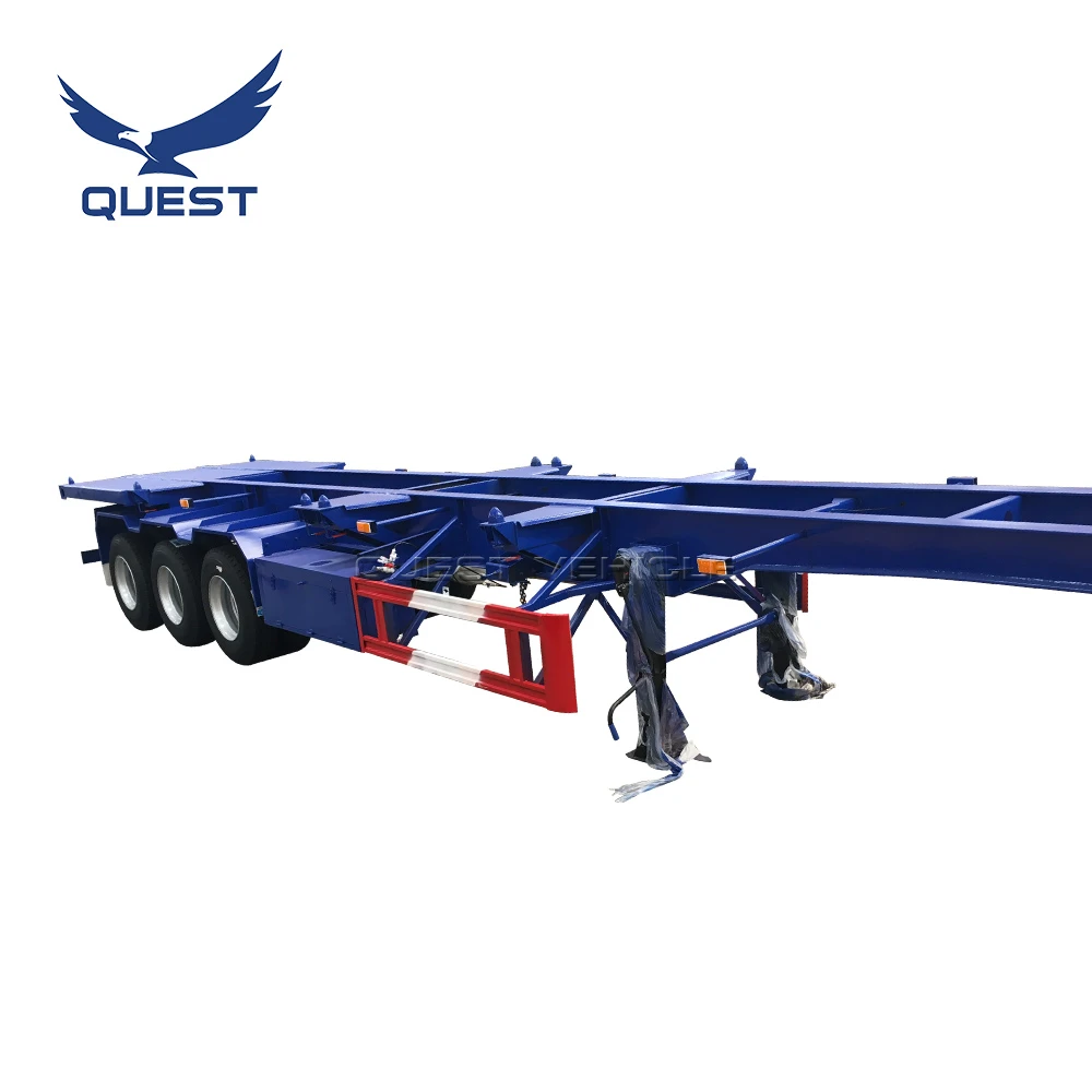 China Manufacture Promotion 3 Axles Flatbed Traielr 40ft Semi Truck Trailer Container Chassis On Sale