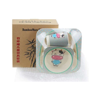 Chinese Eco-Friendly Cartoon Recyclable Bamboo Fiber Tableware set