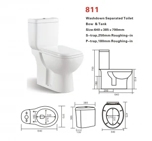 Chinese High Quality Ceramic White Washdown WC Bathroom Floor Sanitary Ware Two Piece Toilet
