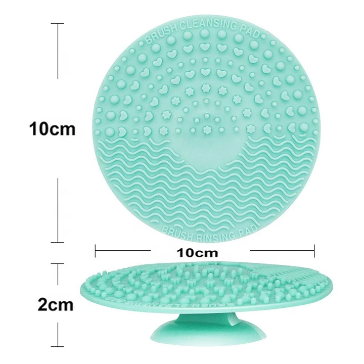 Chinese Supplier Round Shaped Silicone Cosmetics Brush Cleaner Pad with Suction Cup Portable Makeup Brush Cleaning Mat