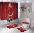 Import Christmas Bathroom Shower Curtain Mat Set 4 pieces Waterproof Toilet Cover Mat Non Slip Rug Shower Curtain For Xmas Decoration from China