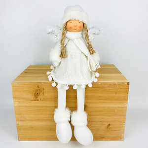 Christmas Gifts Indoor Holiday Festival Ornaments  Lovely Girl Doll Wool Yarn Fabric Angel For Table Decoration