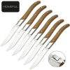 color wood handle stainless steel flatware steak knife set with laguiole