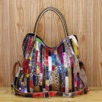 colorful handbag 100% genuine leather tote bags for women handbag