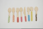Colorful knife fork and spoon disposable bulk birch wooden cutlery